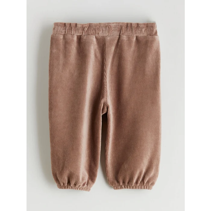 LCW baby Bej Kız Bebek Baskılı Sweatshirt ve Kadife Pantolon 2li