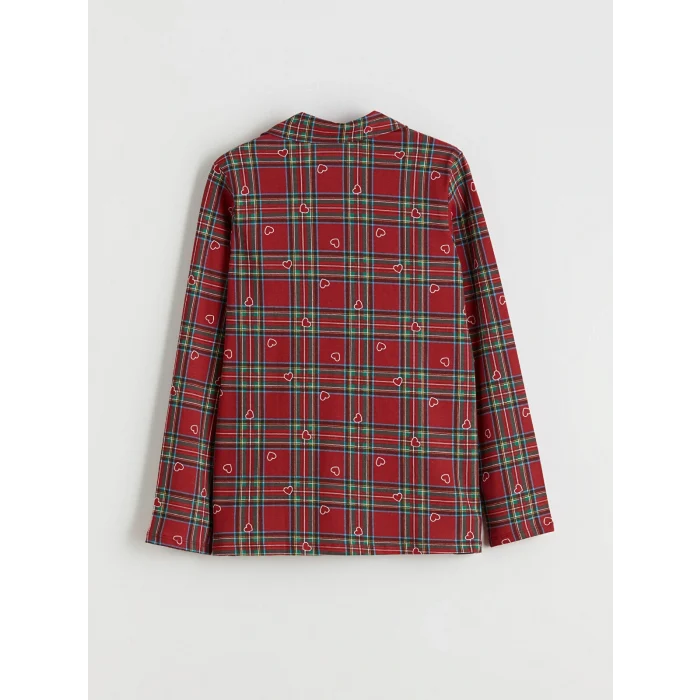 LCW Kids Kırmızı Ekose Desenli Kız Çocuk Pijama Takımı