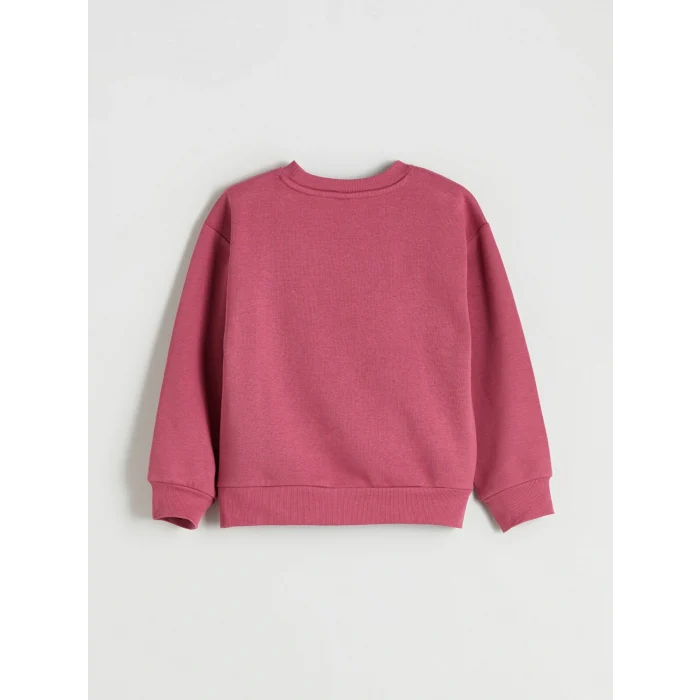 LCW Kids Pembe Bisiklet Yaka Kiraz Baskılı Kız Çocuk Sweatshirt