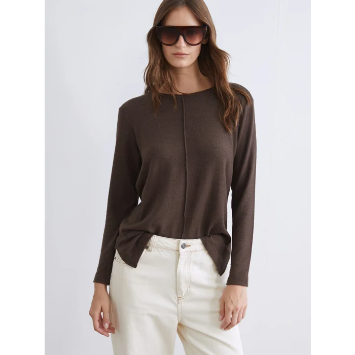 LCWAIKIKI Classic Kahverengi Bisiklet Yaka Kadın Tişört