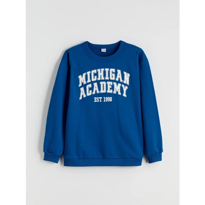 LCW Kids Mavi Bisiklet Yaka Erkek Çocuk Sweatshirt