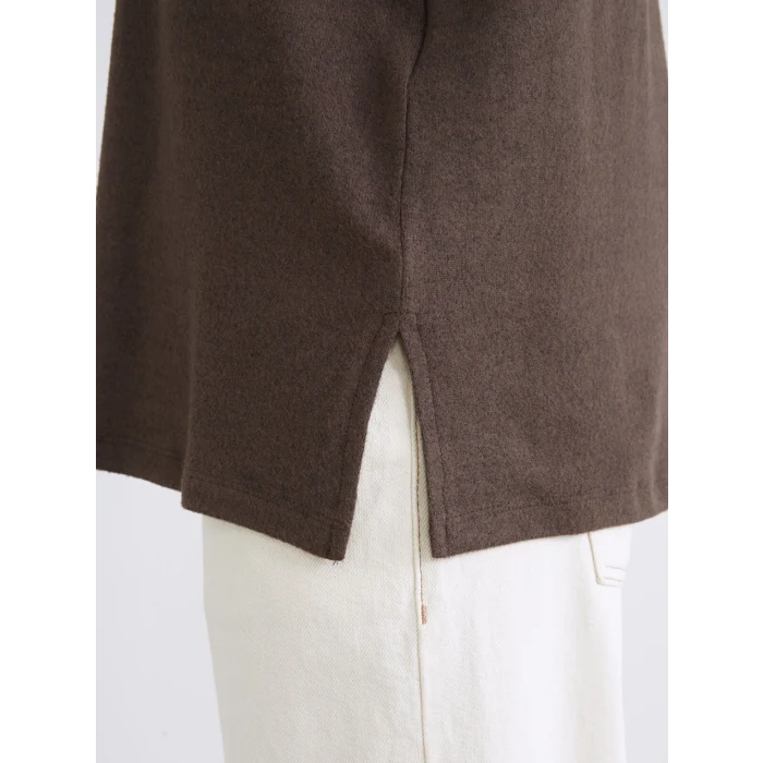 LCWAIKIKI Classic Kahverengi Bisiklet Yaka Kadın Tişört