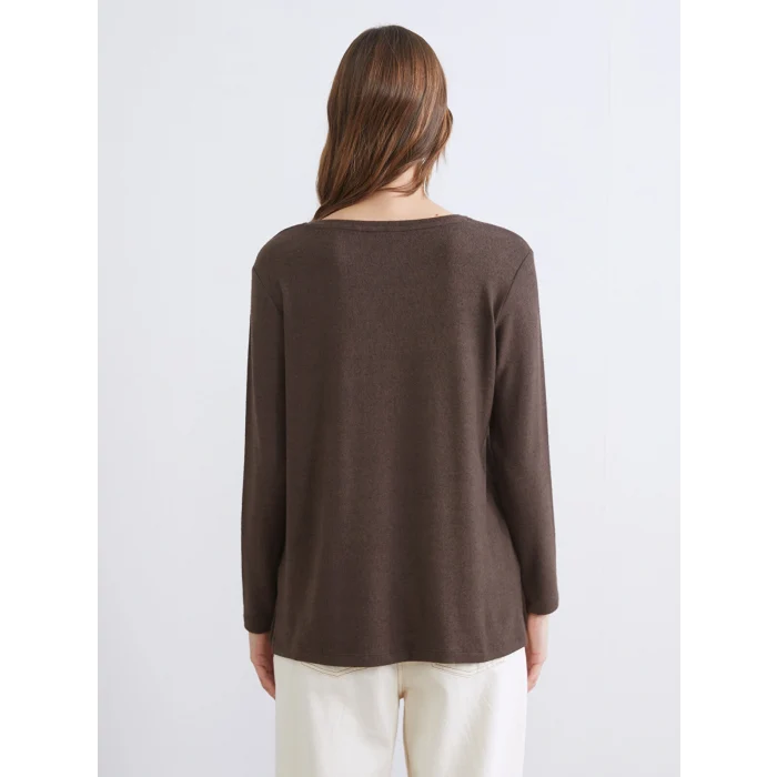 LCWAIKIKI Classic Kahverengi Bisiklet Yaka Kadın Tişört