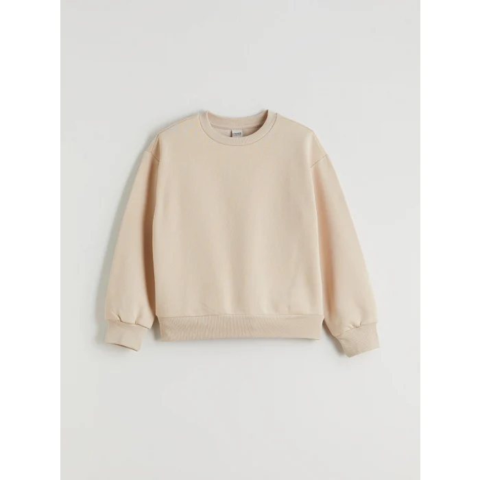 LCW Kids Bej Bisiklet Yaka Kız Çocuk Sweatshirt