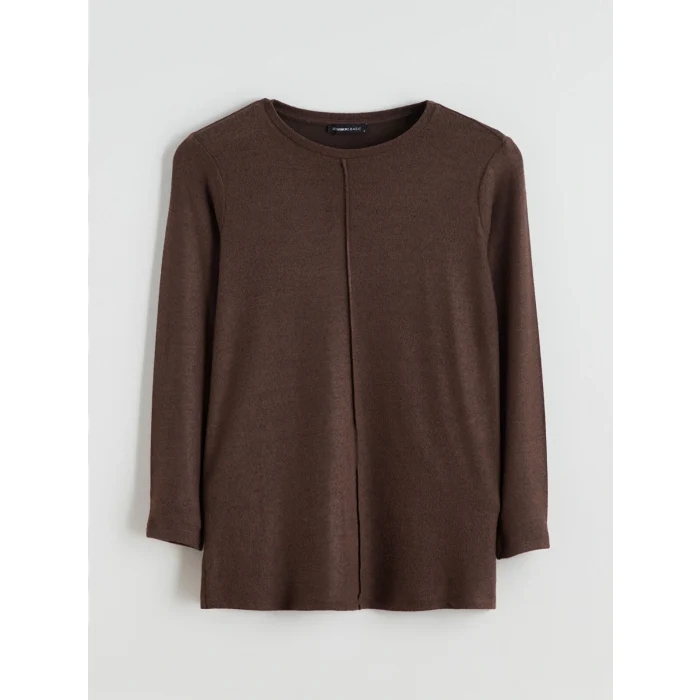 LCWAIKIKI Classic Kahverengi Bisiklet Yaka Kadın Tişört