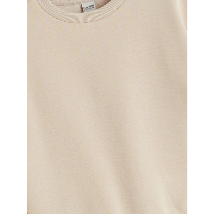 LCW Kids Bej Bisiklet Yaka Kız Çocuk Sweatshirt