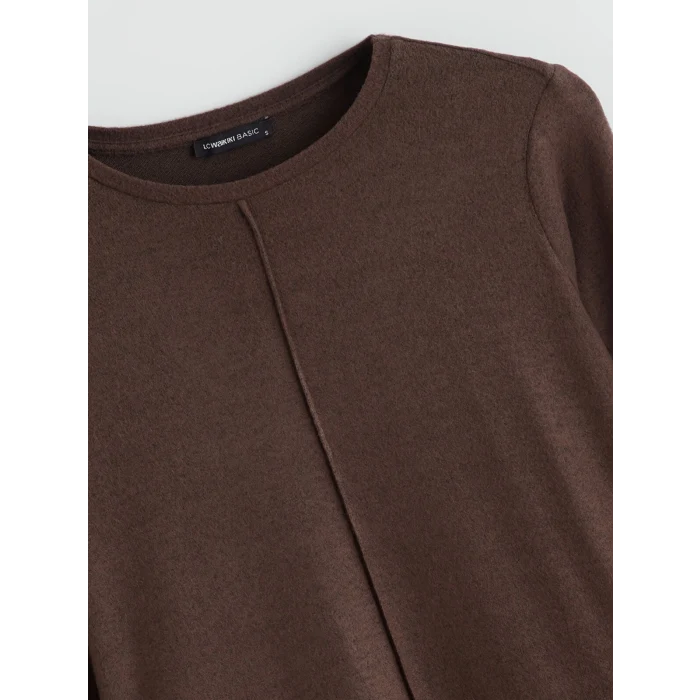 LCWAIKIKI Classic Kahverengi Bisiklet Yaka Kadın Tişört