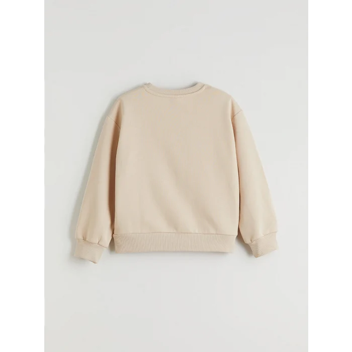 LCW Kids Bej Bisiklet Yaka Kız Çocuk Sweatshirt