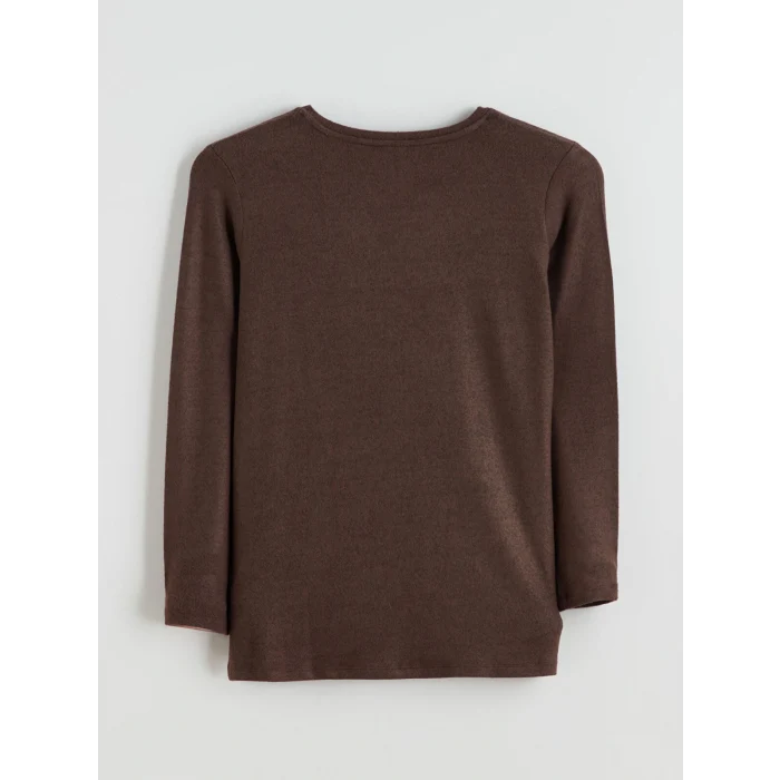 LCWAIKIKI Classic Kahverengi Bisiklet Yaka Kadın Tişört