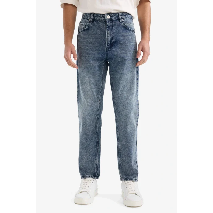 Defacto E8425AXNM28 Mavi 90s Slim Fit Dar Kalıp Yüksek Bel Dar Paça Jean Pantolon