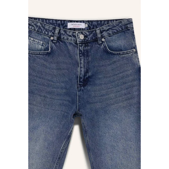 Defacto E8425AXNM28 Mavi 90s Slim Fit Dar Kalıp Yüksek Bel Dar Paça Jean Pantolon