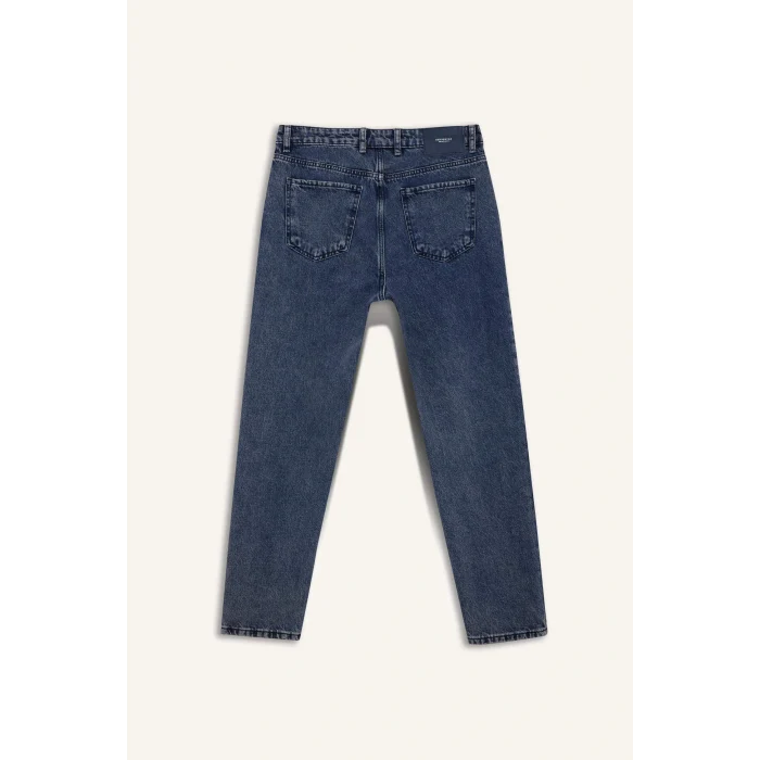 Defacto E8425AXNM28 Mavi 90s Slim Fit Dar Kalıp Yüksek Bel Dar Paça Jean Pantolon