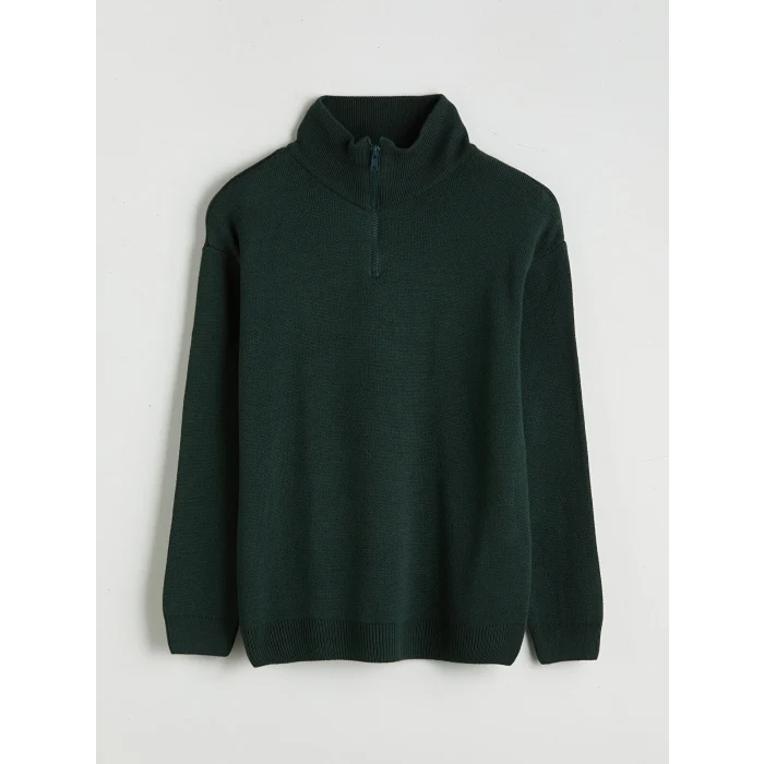 LCW Kids Yeşil Dik Yaka Erkek Çocuk Triko Kazak