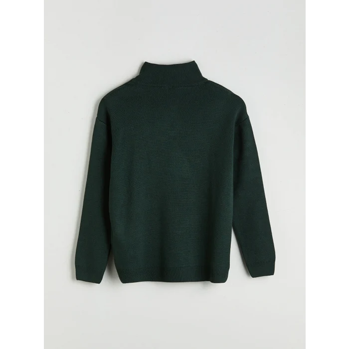 LCW Kids Yeşil Dik Yaka Erkek Çocuk Triko Kazak