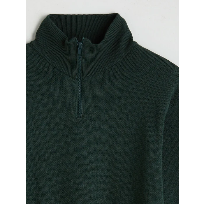 LCW Kids Yeşil Dik Yaka Erkek Çocuk Triko Kazak