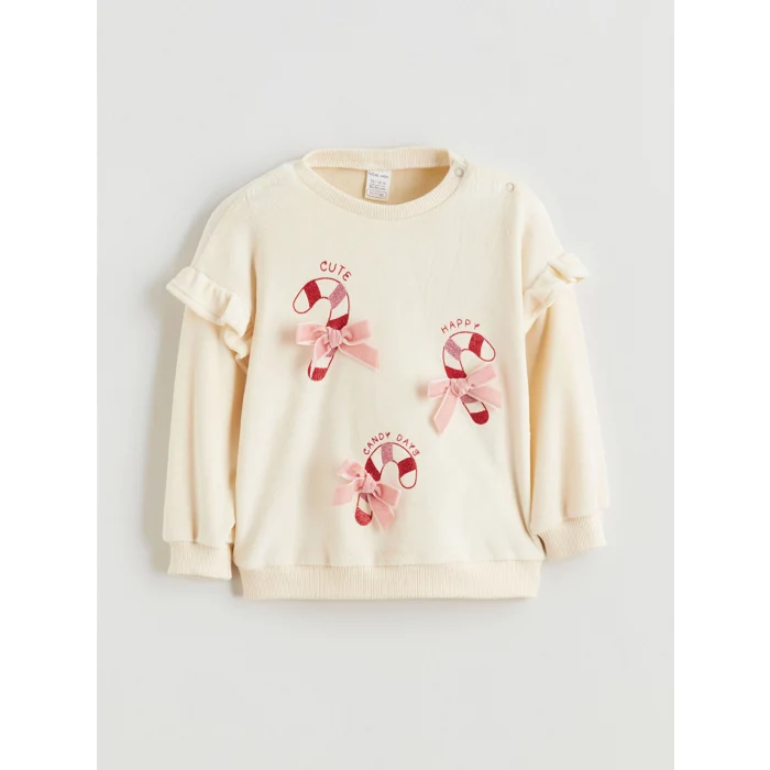 LC WAIKIKI Ekru Kız Bebek Sweatshirt ve Tayt Pantolon 2li