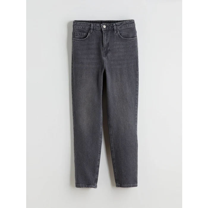 LCW Modest Gri Mom Fit Kadın Jean Pantolon