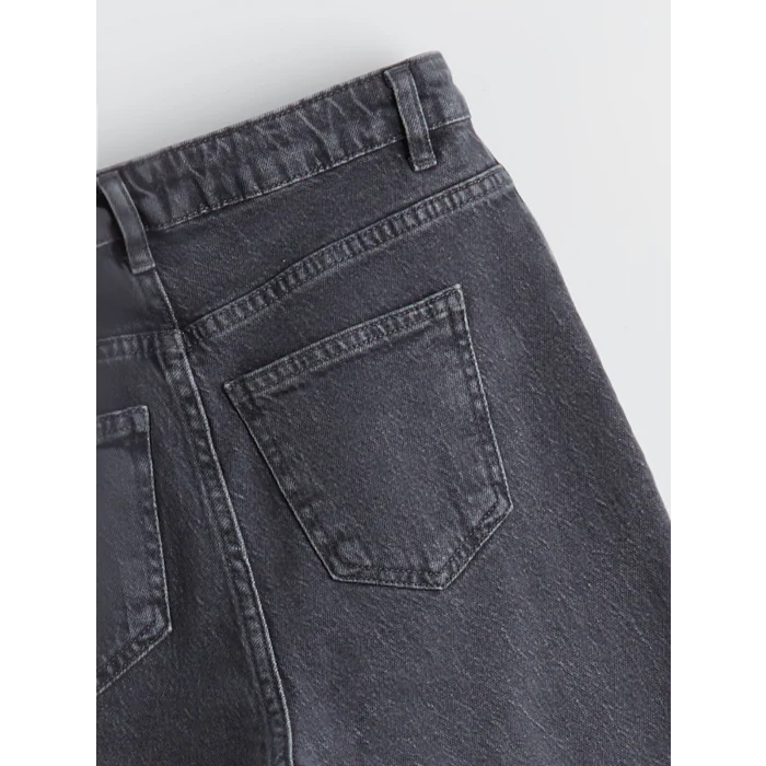 LCW Modest Gri Mom Fit Kadın Jean Pantolon