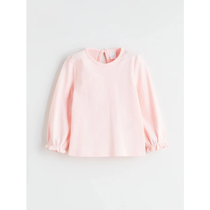 LCW baby Bej Fiyonk Detaylı Kadife Kız Bebek Salopet Elbise ve Tişört