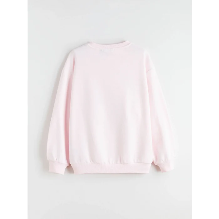 LCW Kids Pembe Bisiklet Yaka Minecraft Baskılı Kız Çocuk Sweatshirt