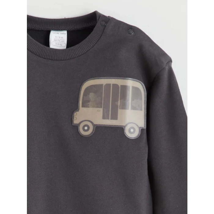 LCW baby Gri Bisiklet Yaka Erkek Bebek Sweatshirt ve Eşofman Alt 2li