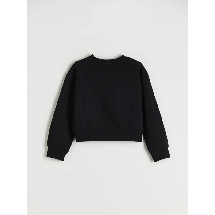 LCW Kids Siyah Bisiklet Yaka Kız Çocuk Sweatshirt