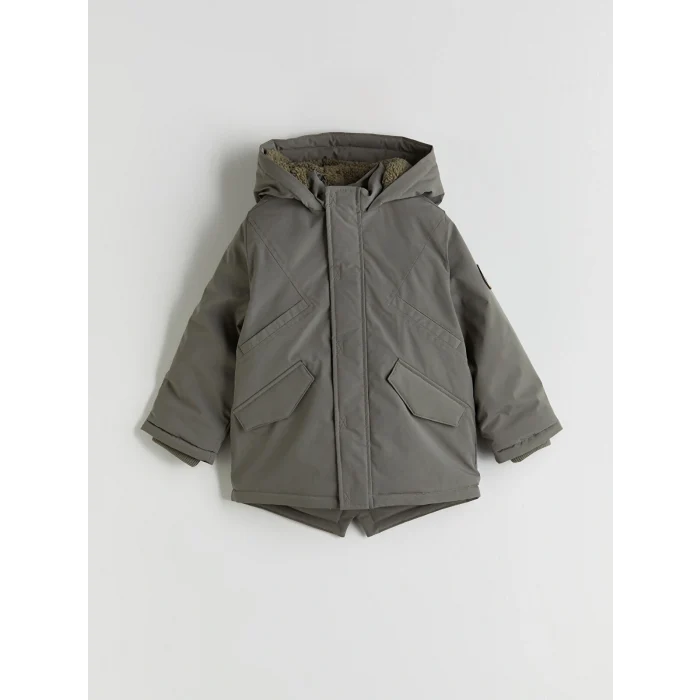 LCW Kids Haki Kapüşonlu Astarlı Erkek Çocuk Mont