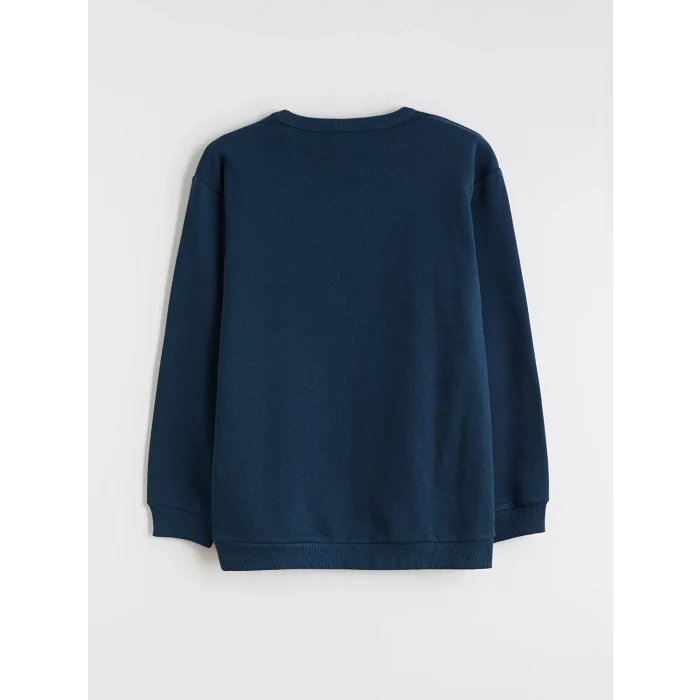 LCW Kids Petrol Bisiklet Yaka Baskılı Erkek Çocuk Sweatshirt