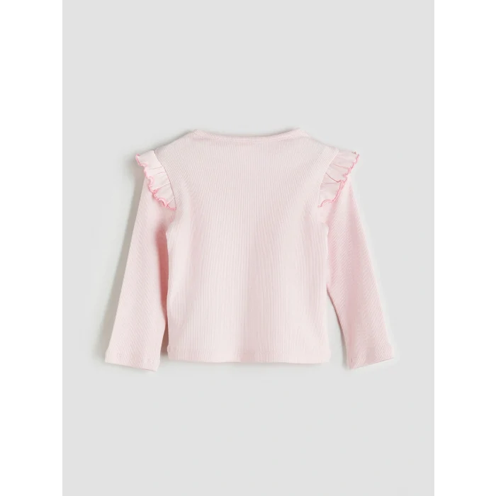 LCW Kids Pembe Bisiklet Yaka Baskılı Kız Çocuk Tişört