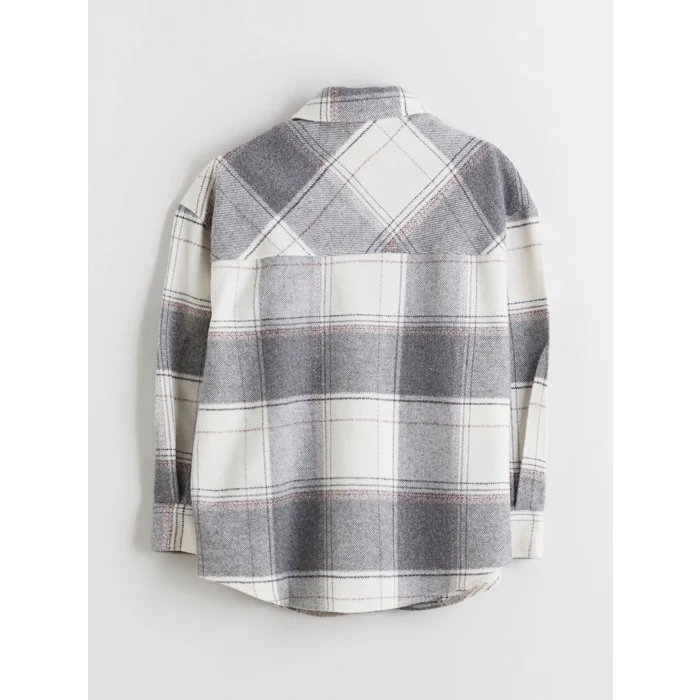 LCW Kids Gri Ekose Kız Çocuk Gömlek