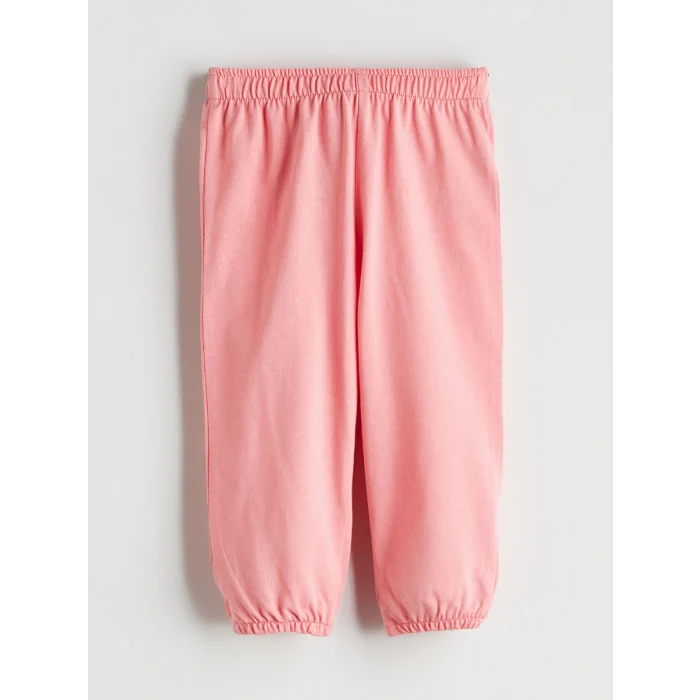 LCW baby Pembe Çiçek Baskılı Fırfırlı Kız Bebek Bluz ve Tayt 2li