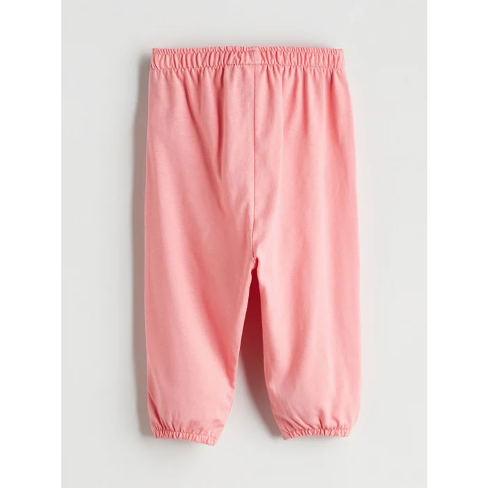 LCW baby Pembe Çiçek Baskılı Fırfırlı Kız Bebek Bluz ve Tayt 2li