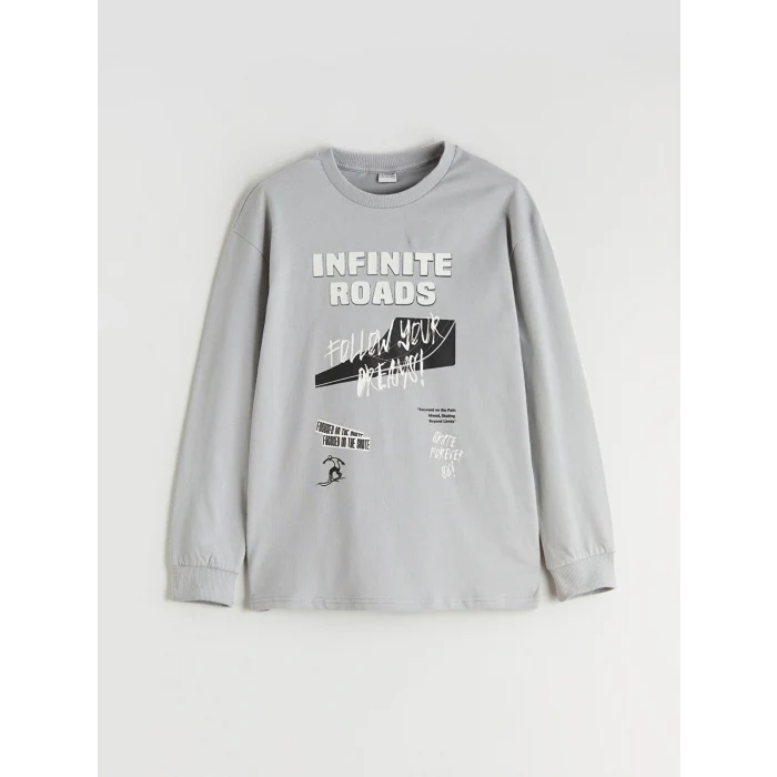 LCW Kids Gri Bisiklet Yaka Erkek Çocuk Tişört