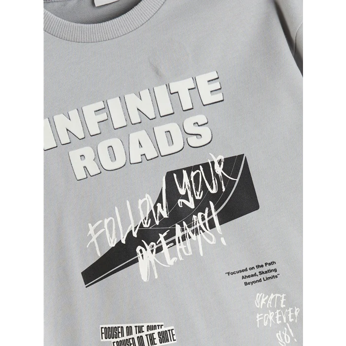 LCW Kids Gri Bisiklet Yaka Erkek Çocuk Tişört