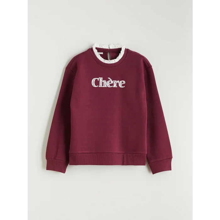 LCW Kids Mürdüm Bisiklet Yaka Kız Çocuk Sweatshirt