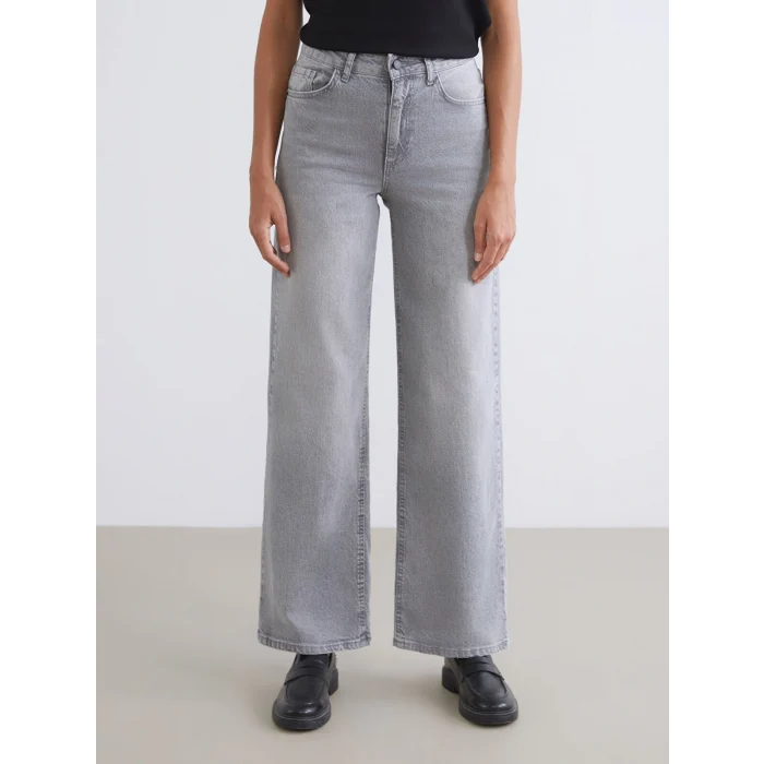 LCW Jeans Gri Wideleg Kadın Jean Pantolon