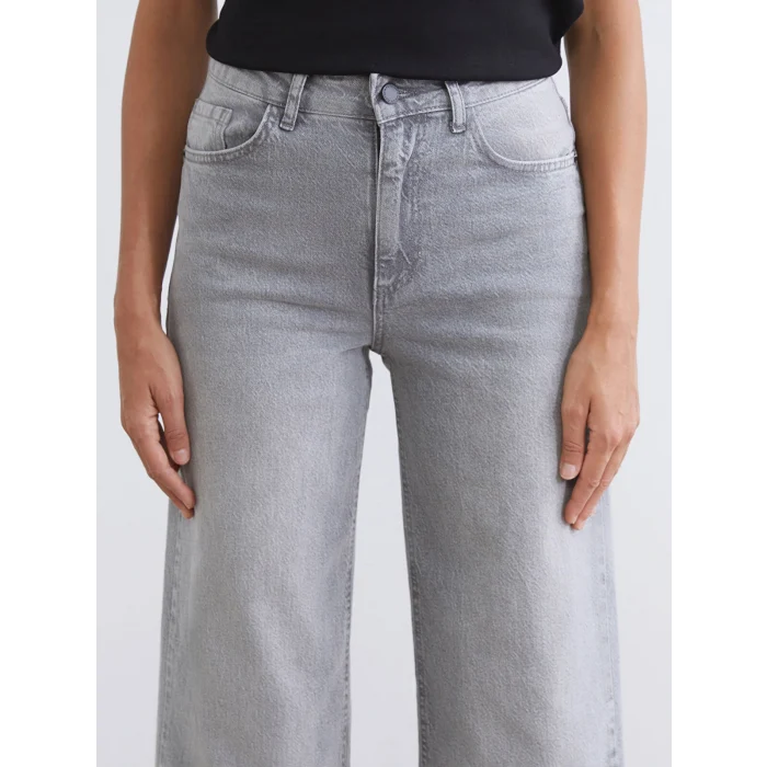 LCW Jeans Gri Wideleg Kadın Jean Pantolon