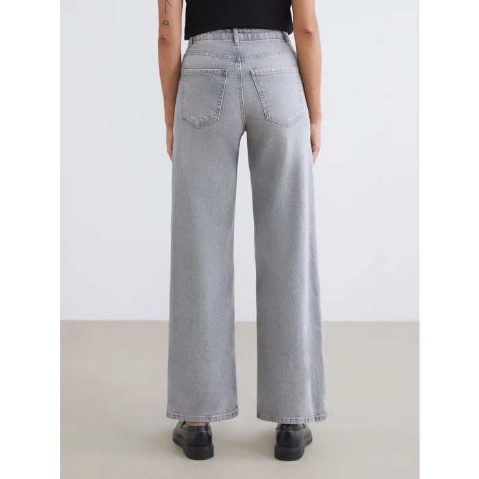 LCW Jeans Gri Wideleg Kadın Jean Pantolon