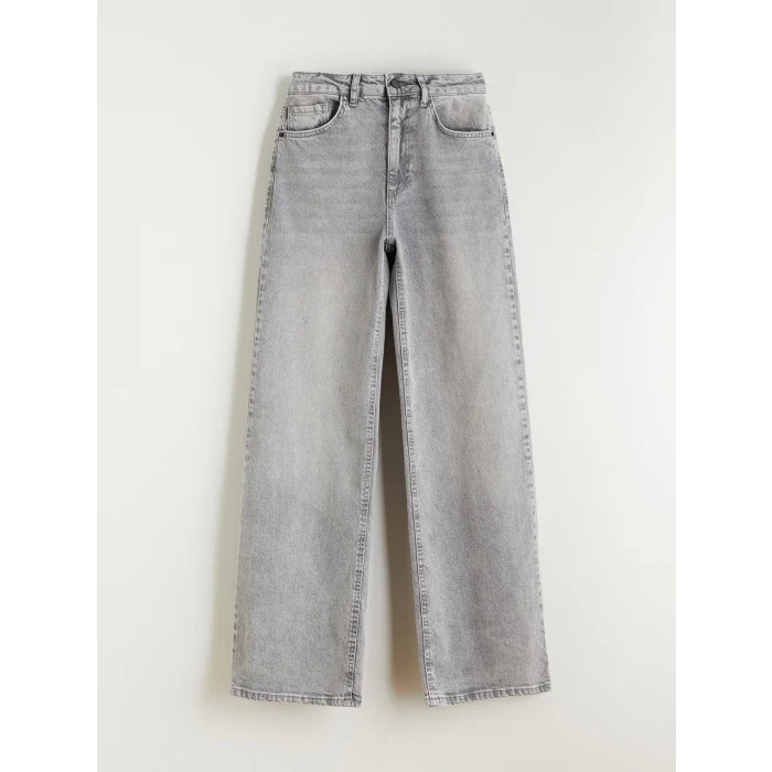 LCW Jeans Gri Wideleg Kadın Jean Pantolon