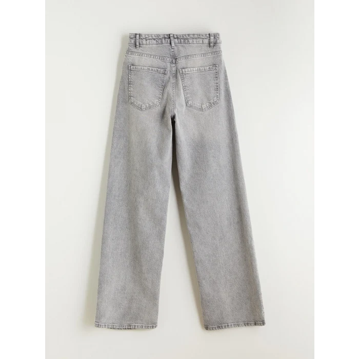 LCW Jeans Gri Wideleg Kadın Jean Pantolon