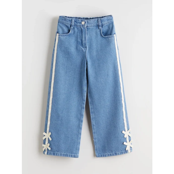 LCW Kids İndigo Beli Ayarlanabilir Lastikli Kız Çocuk Jean Pantolon