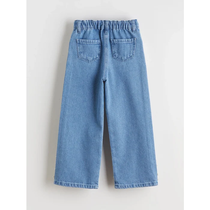 LCW Kids İndigo Beli Ayarlanabilir Lastikli Kız Çocuk Jean Pantolon