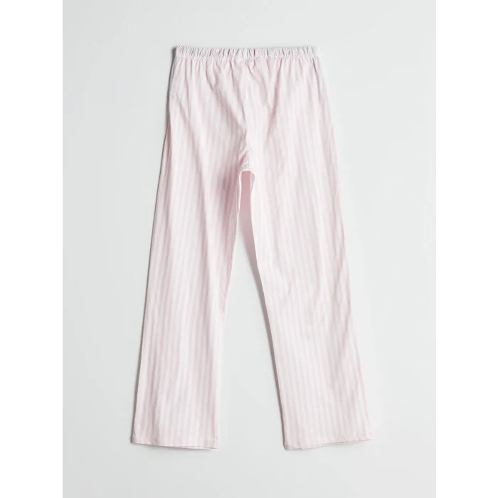 LCW DREAM Ekru Gömlek Yaka Çizgili Kadın Pijama Takımı