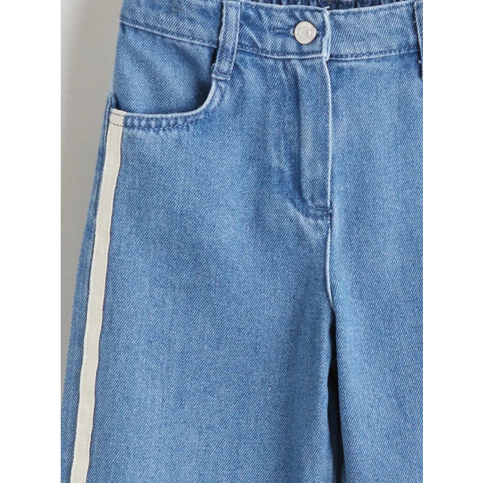 LCW Kids İndigo Beli Ayarlanabilir Lastikli Kız Çocuk Jean Pantolon