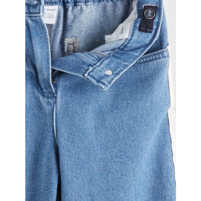 LCW Kids İndigo Beli Ayarlanabilir Lastikli Kız Çocuk Jean Pantolon