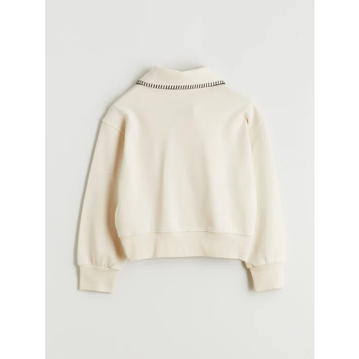 LCW Kids Bej Polo Yaka Kız Çocuk Sweatshirt