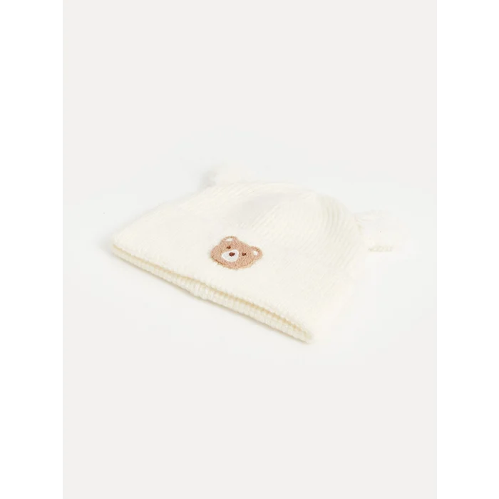 LCW ACCESSORIES Ekru Ayıcık Nakışlı Kız Çocuk Bere