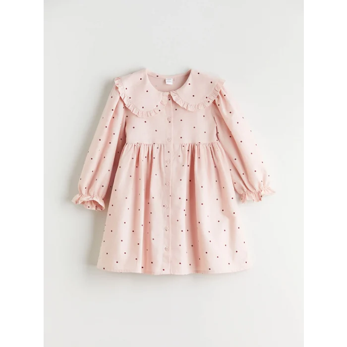 LCW Kids Pembe Bebe Yaka Puantiyeli Kız Çocuk Elbise