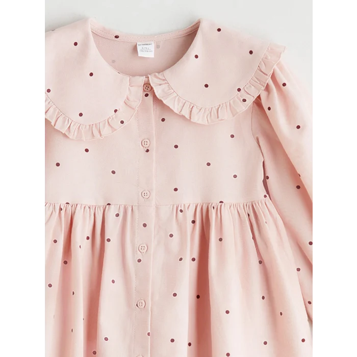 LCW Kids Pembe Bebe Yaka Puantiyeli Kız Çocuk Elbise