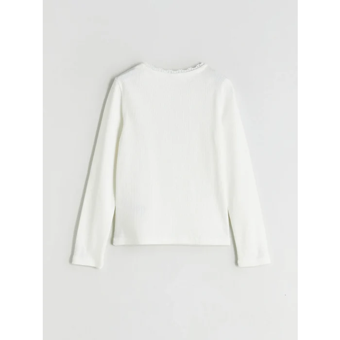 LCW Kids Ekru Bisiklet Yaka Kız Çocuk Tişört